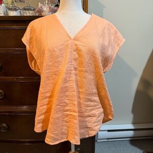 DKNY Light Coral Linen Top